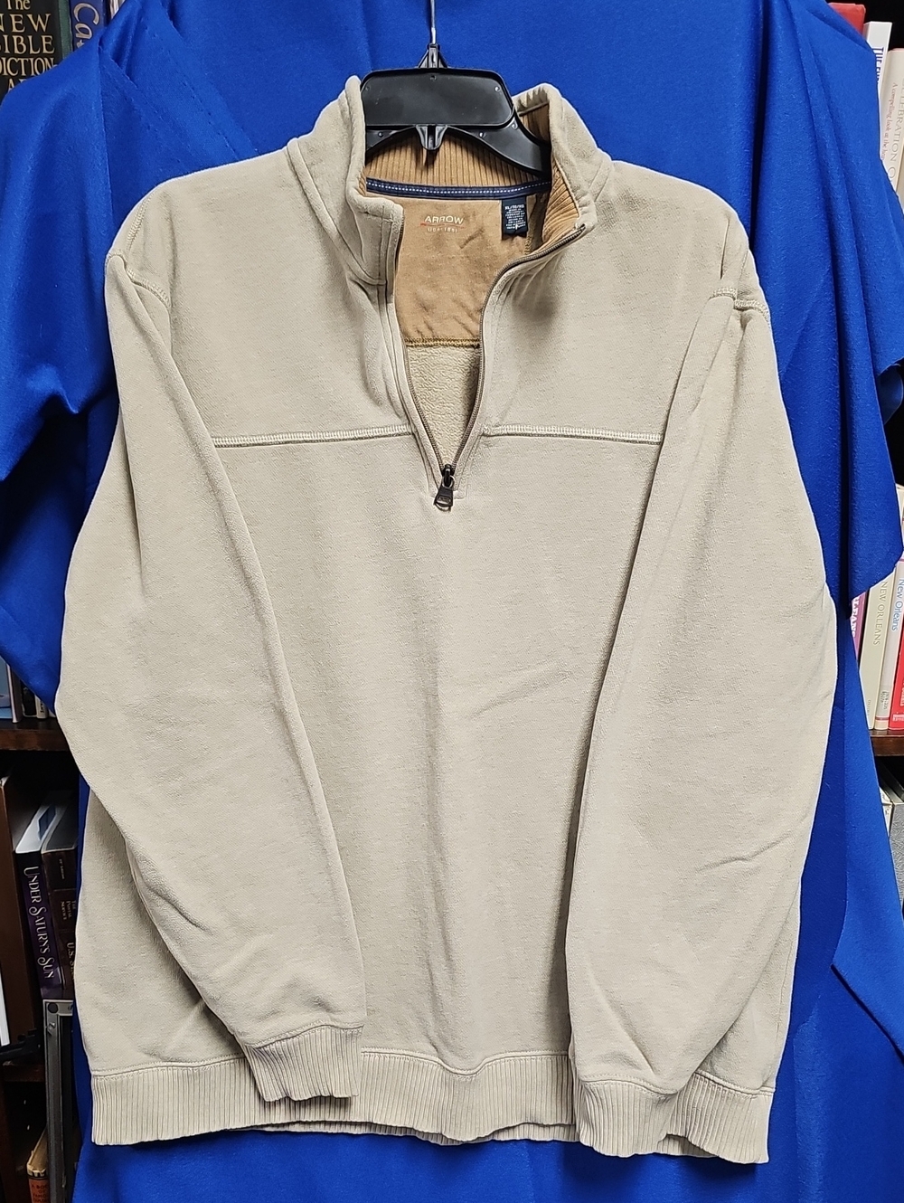 Arrow Classic-Fit Fleece Quarter-Zip Pullover Beige XL